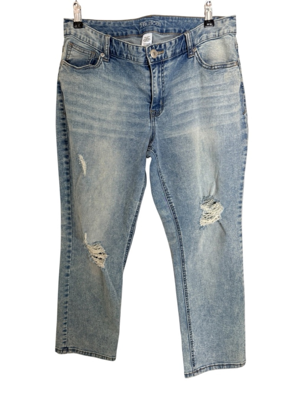 Maurices Distressed Skinny Jeans Size 11/12 Light Wash Mid Rise Stretch - Picture 2 of 8
